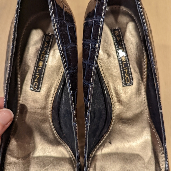 Y2K Navy Crocodile Pattern Kitten Heels - Picture 8 of 11